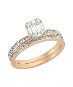 0,63 Ct 2'li Pırlanta Tektaş ve Alyans Yüzük