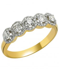 0,70 Ct Etrafı Taşlı Beştaş Pırlanta Yüzük