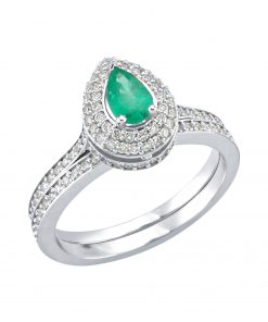 0,93 Ct Zümrüt Taşlı İkili Pırlanta Yüzük